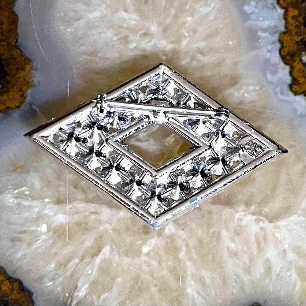 Opalescent Rhinestone Silver Diamond Brooch Vintage 50’s - Picture 2 of 2